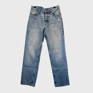 90's Boyfriend Jeans Light Wash Distressed Button fly Straight Leg Size 6